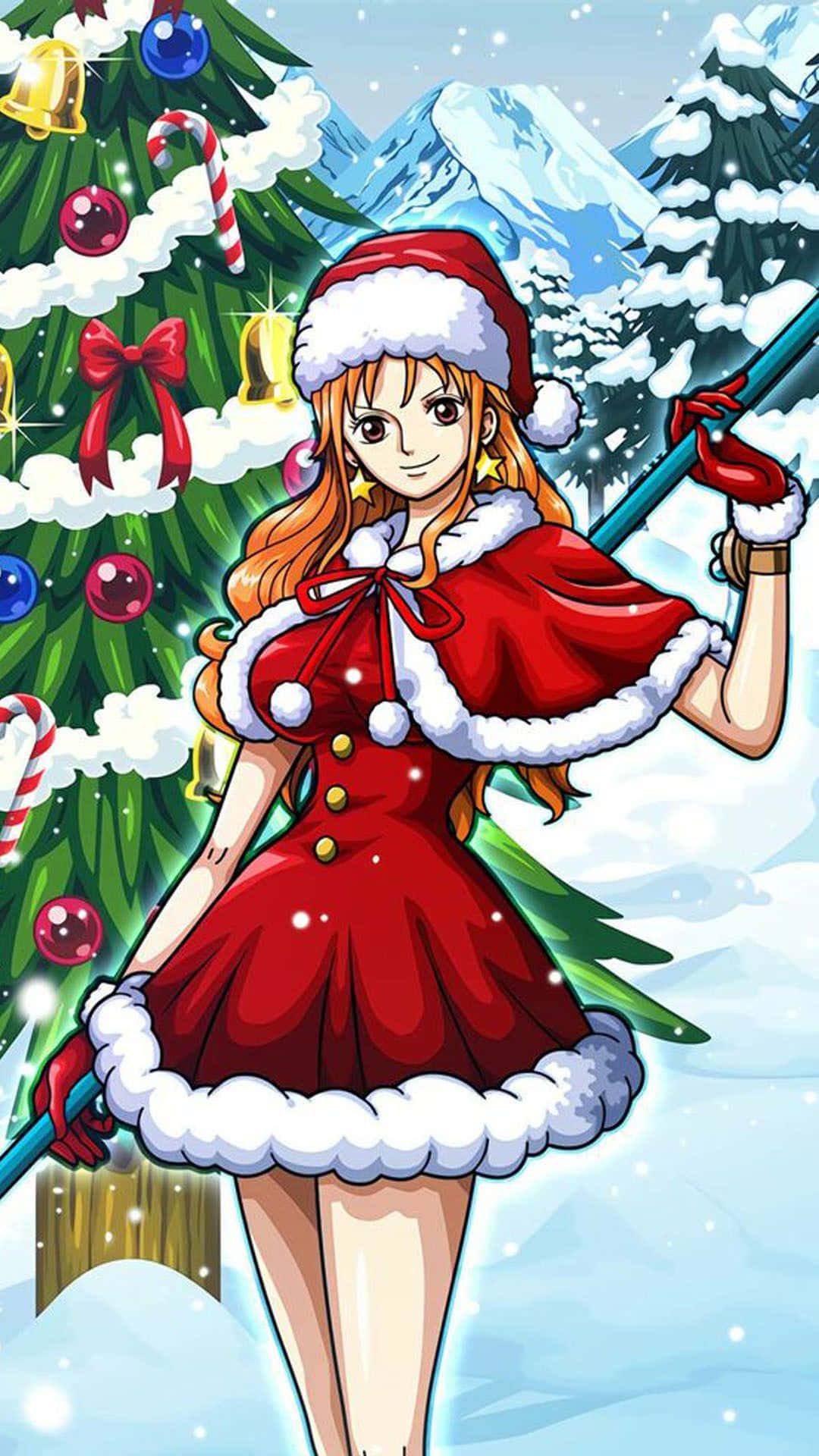 Santa Outfit Nami One Piece Background