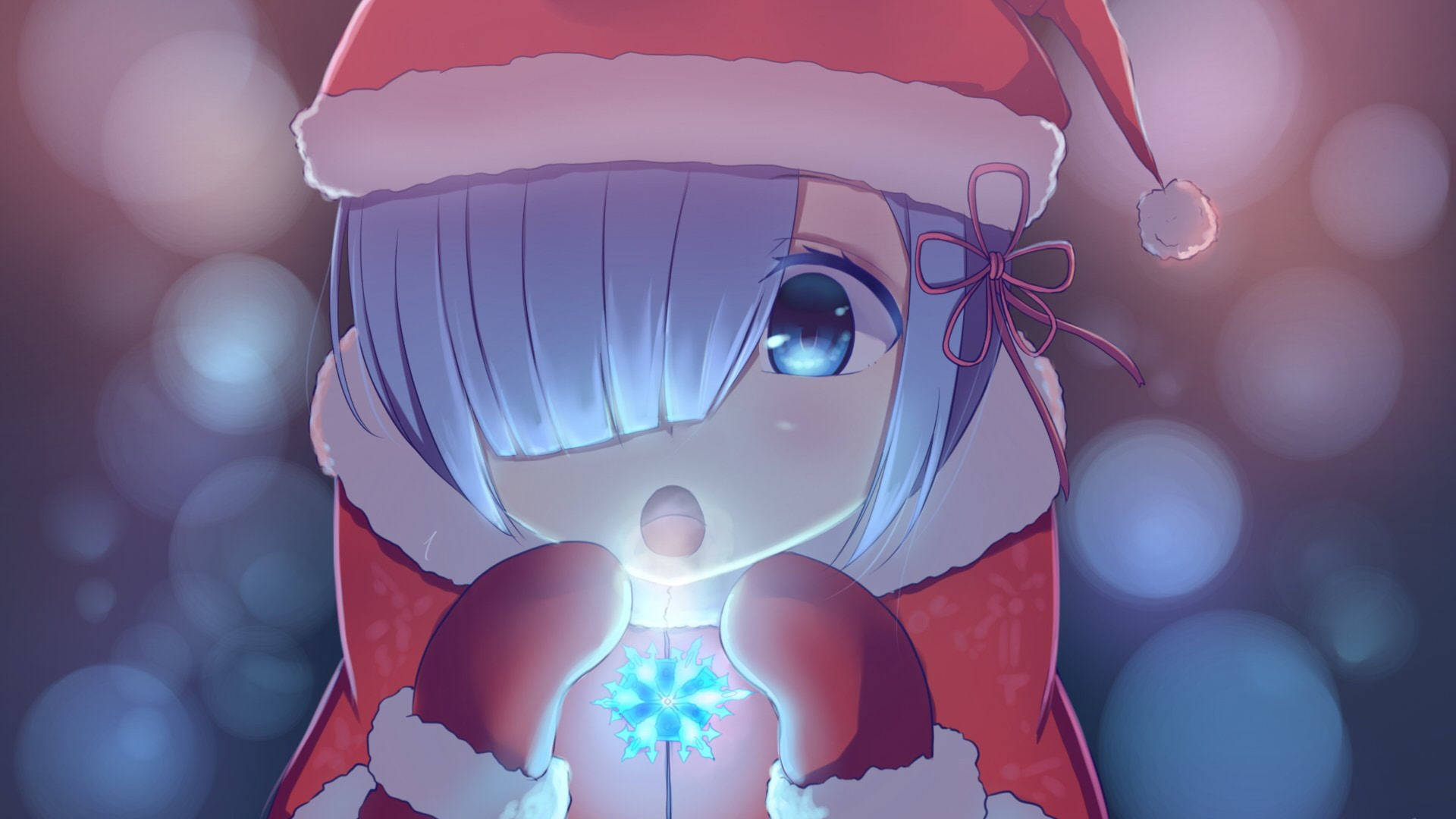 Santa Rem With Snowflake Background