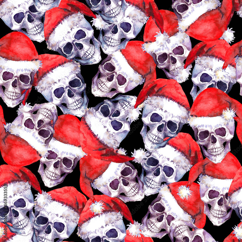 Santa Skulls For Gothic Christmas Background