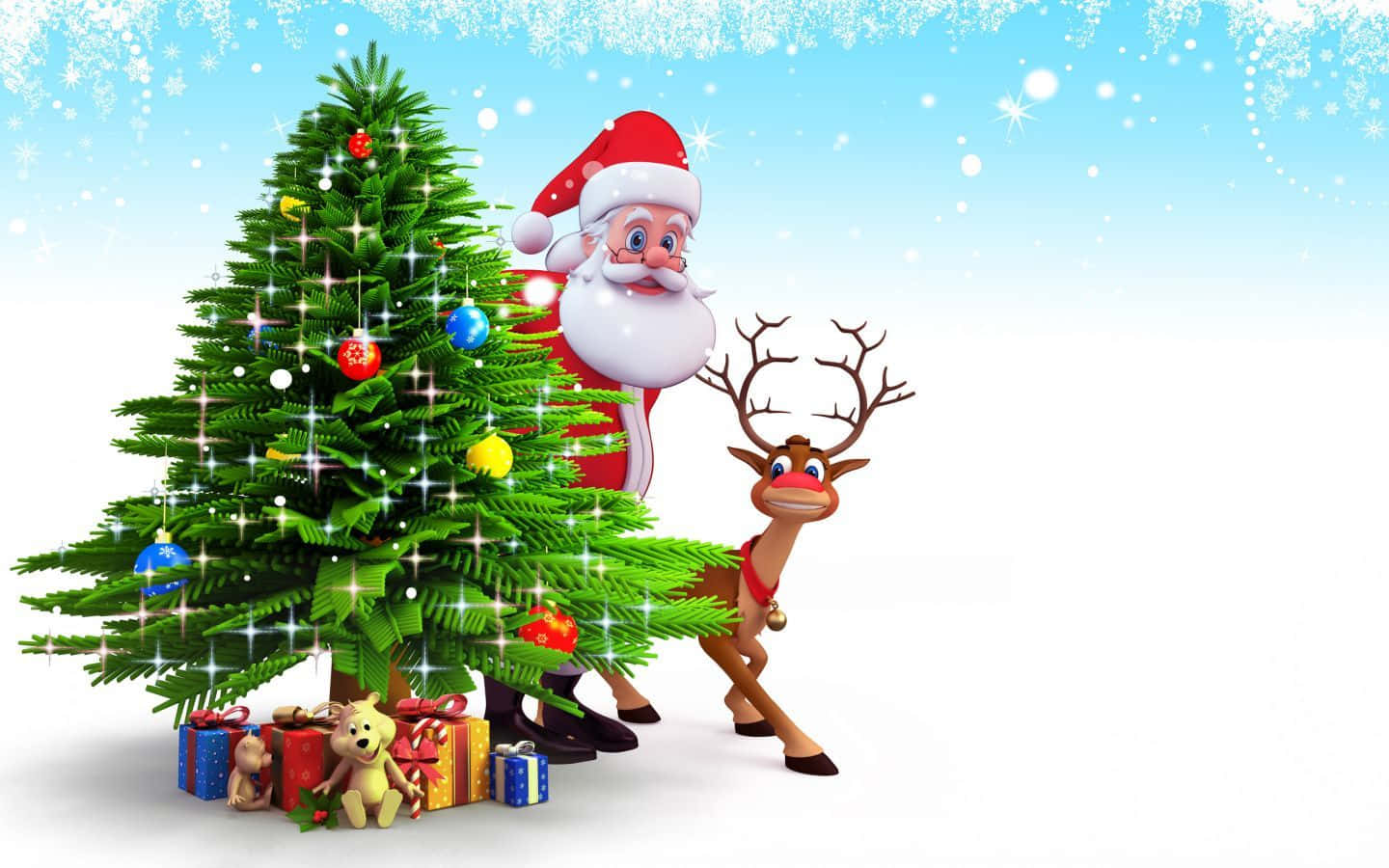 Santaand Reindeer Christmas Celebration Background