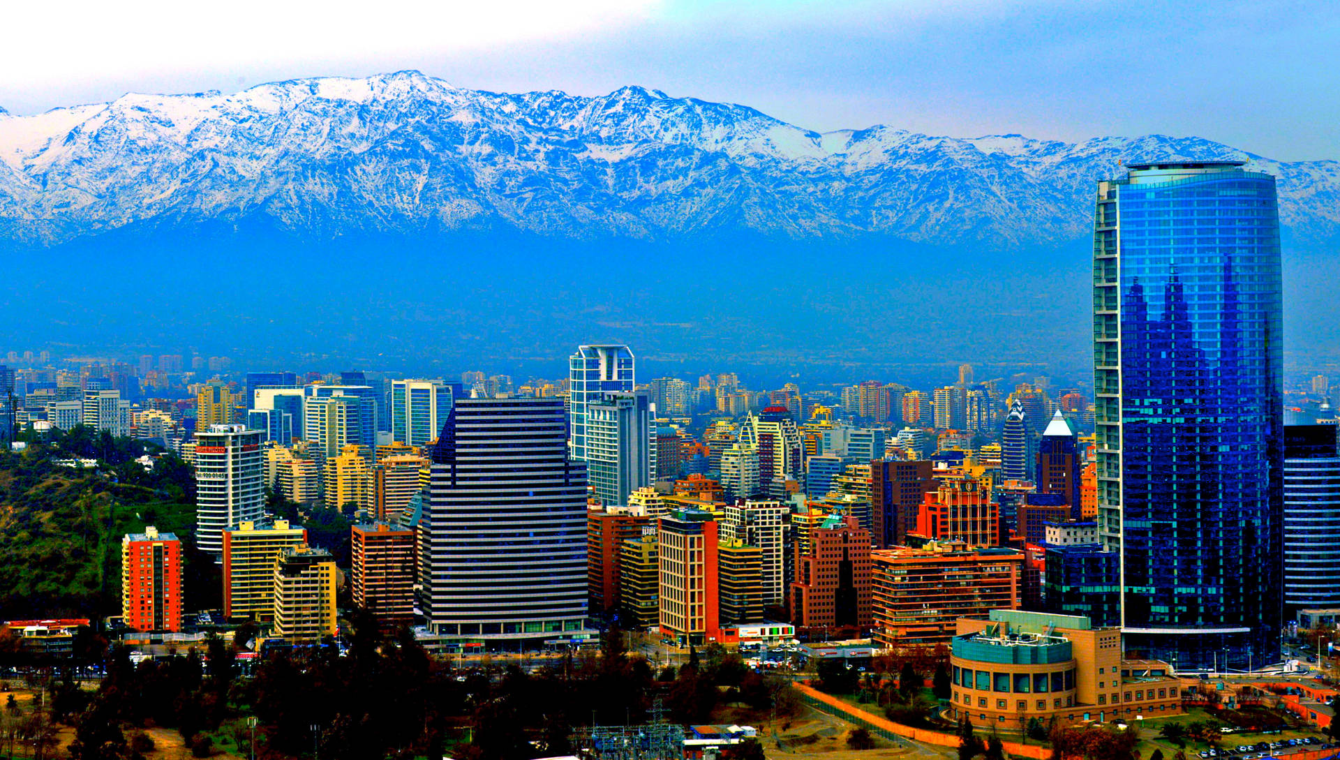 Santiago Chile Blue Aesthetic Background