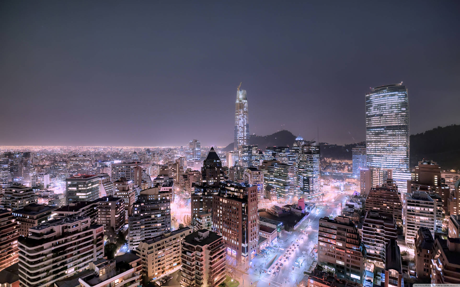 Santiago Chile Night Lights Background