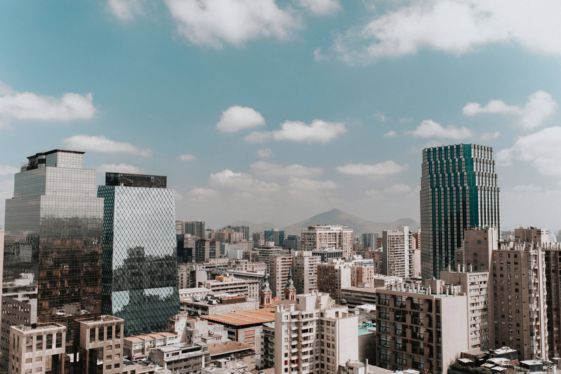 Santiago Chile Santa Lucia Hill Background