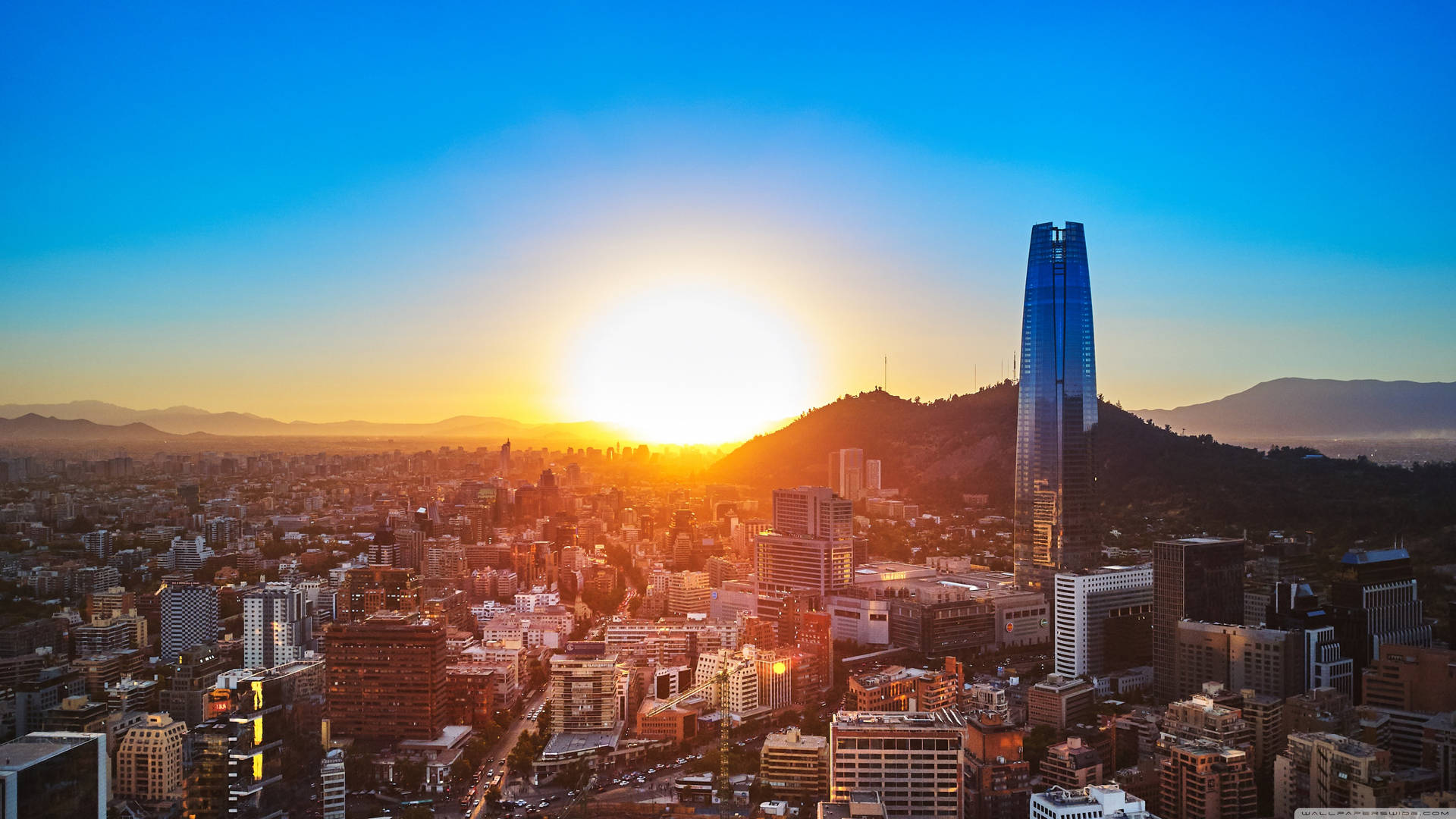 Santiago Chile Sunset Background