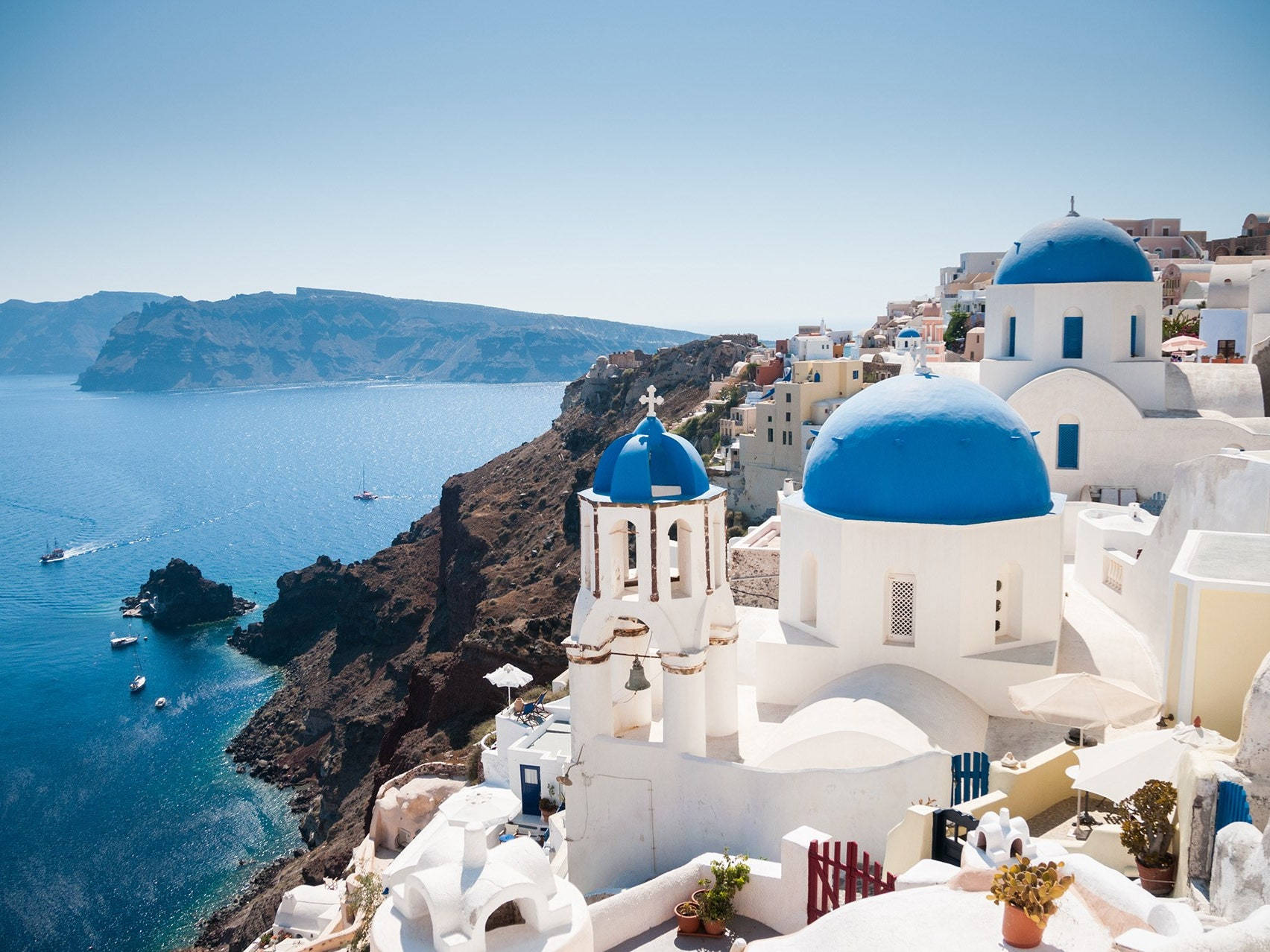 Santorini Blue Ocean Background