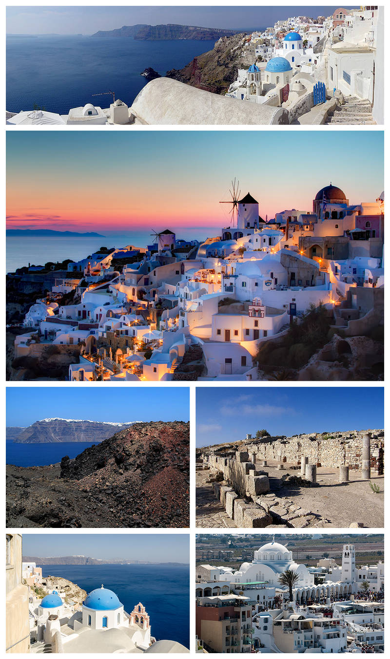 Santorini Collage Background