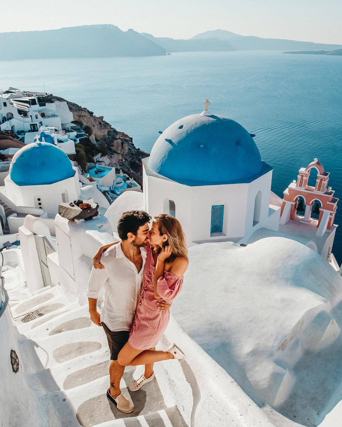 Santorini Couple Background