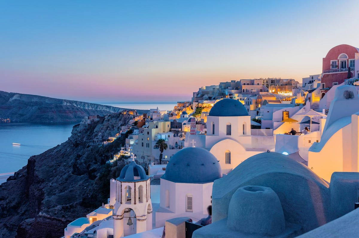 Santorini Night Light Background