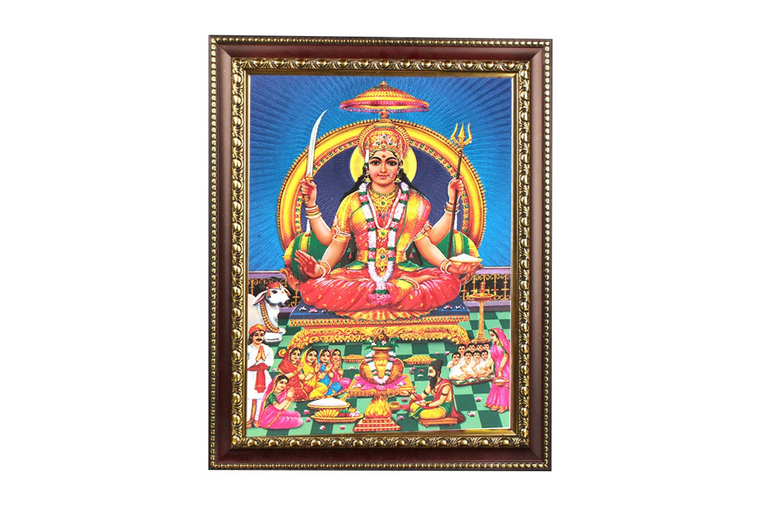 Santoshi Maa Golden Picture Frame Background