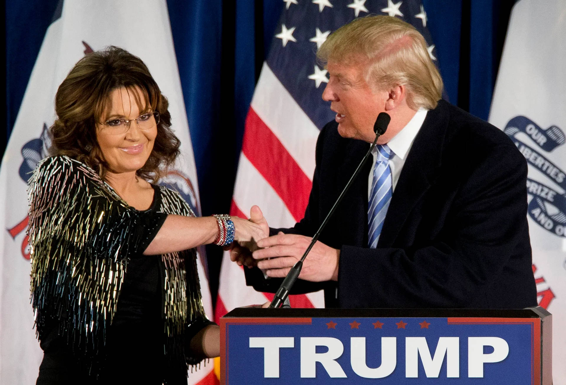 Sarah Palin Shaking Hands With Trump Background