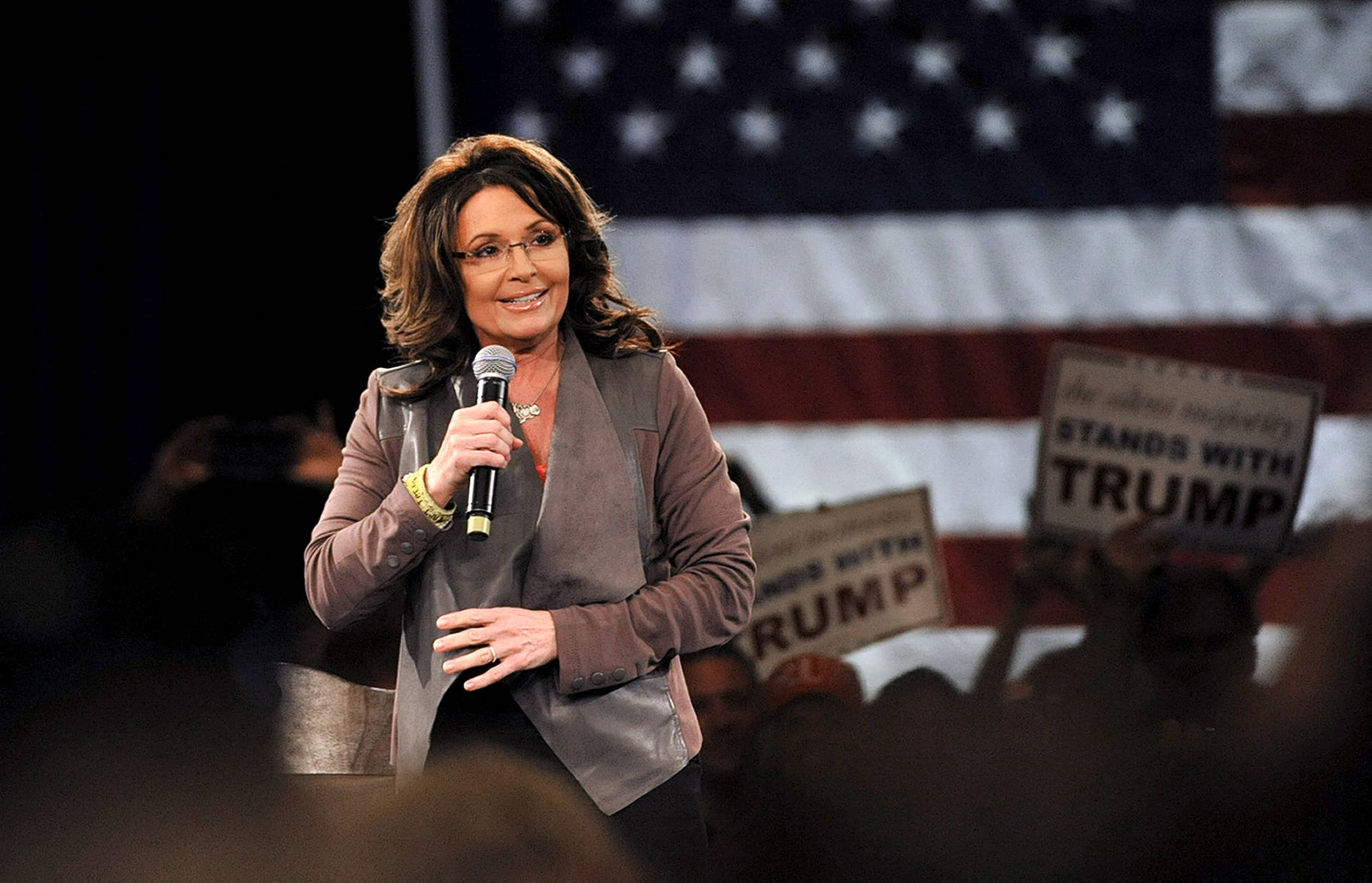 Sarah Palin With American Flag Background