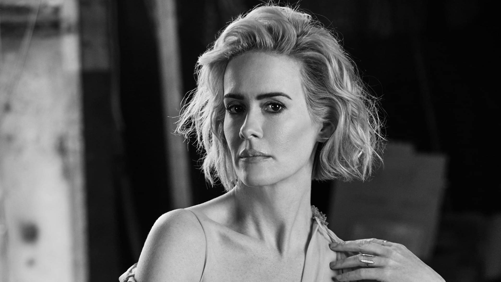 Sarah Paulson Greyscale Photo Background