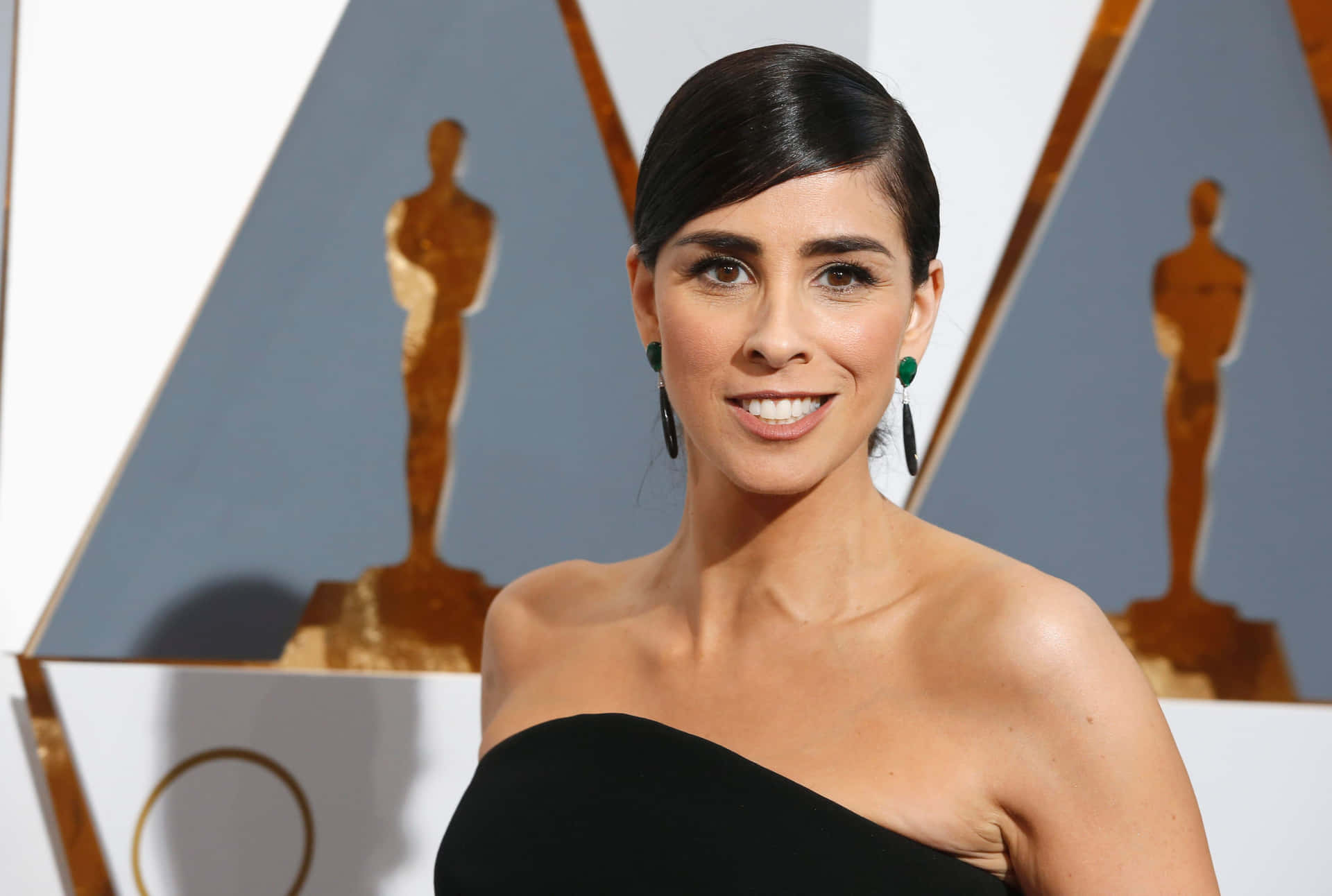 Sarah Silverman Posing In A White Dress