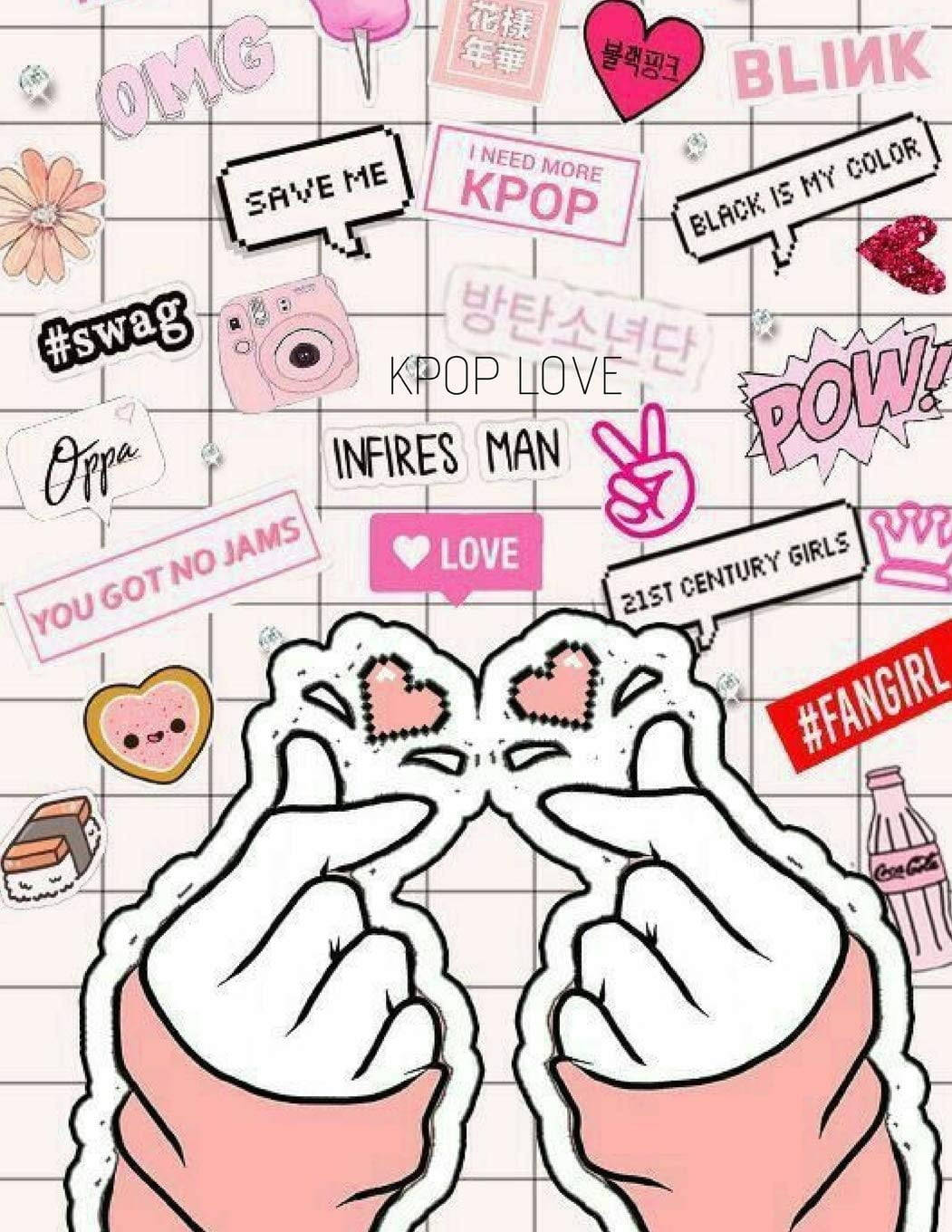 Saranghae Finger Heart Aesthetic Background