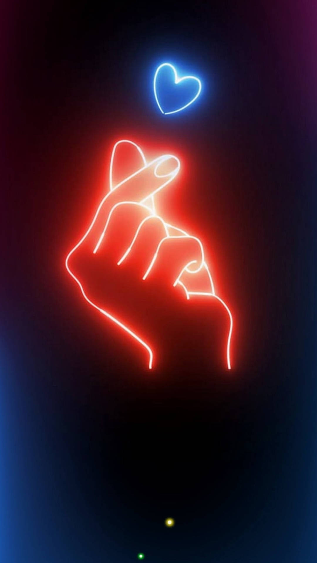 Saranghae Finger Heart Neon Sign Background