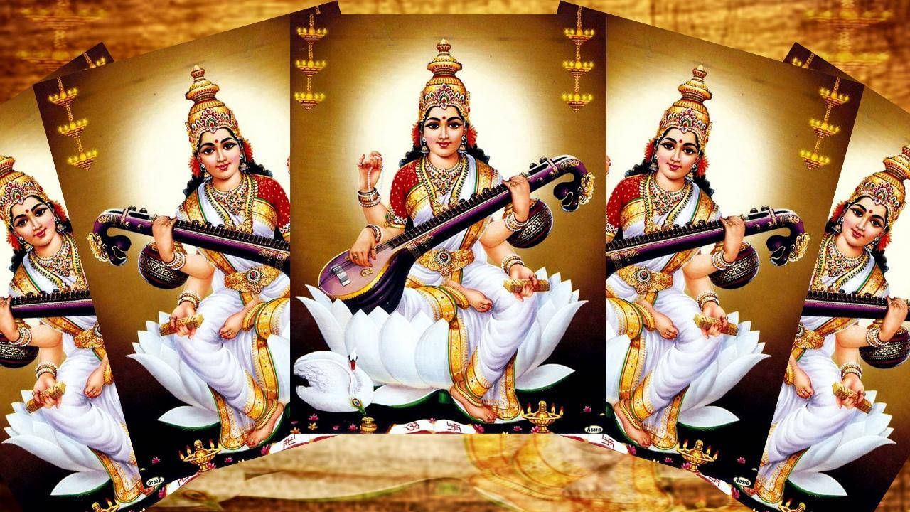 Saraswati Mata Cards Background