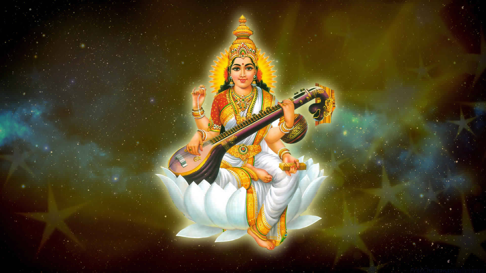 Saraswati Mata Hindu Goddess Background