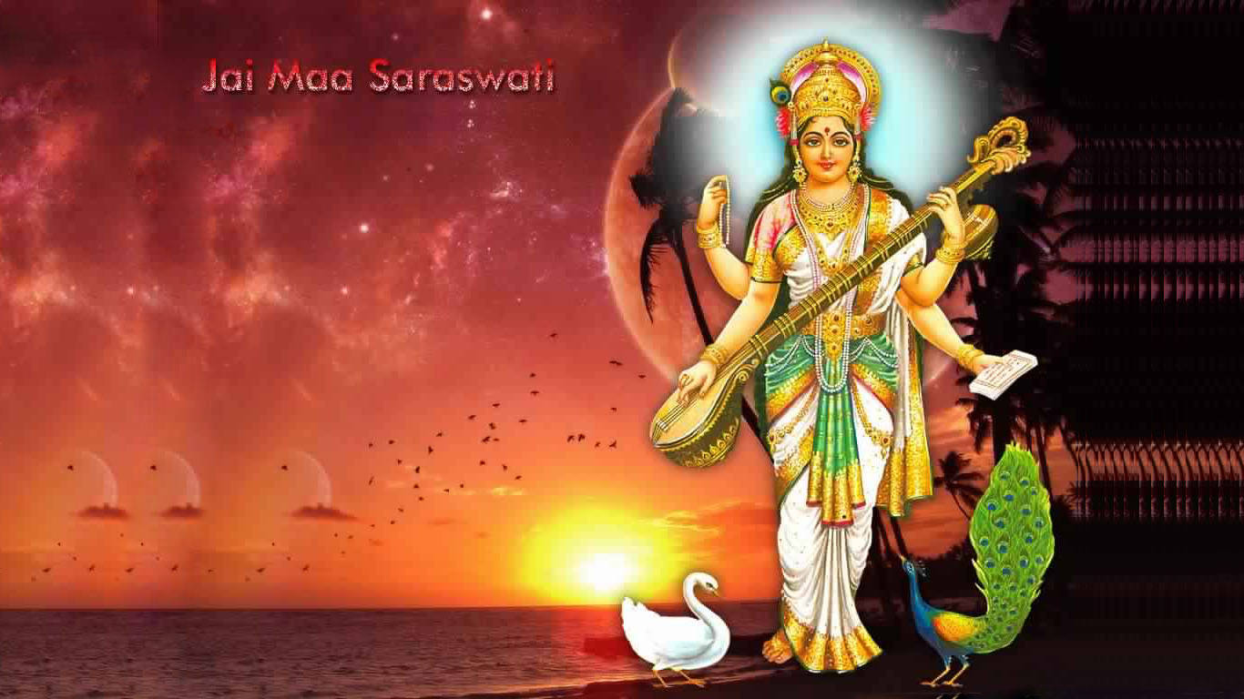 Saraswati Sun Water Background