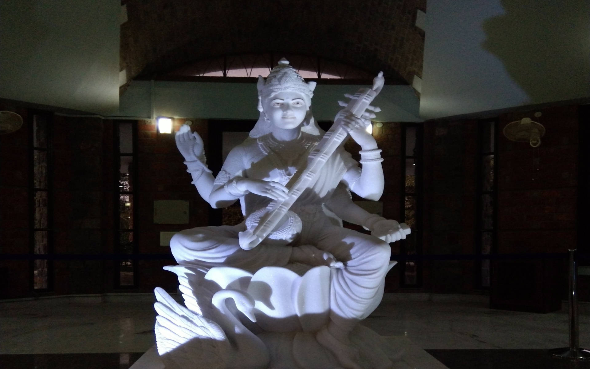 Saraswati White Statue Background