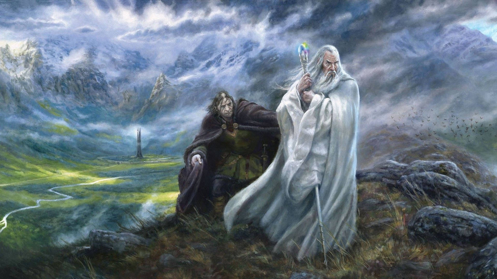 Saruman And Gríma Wormtongue Lotr Background