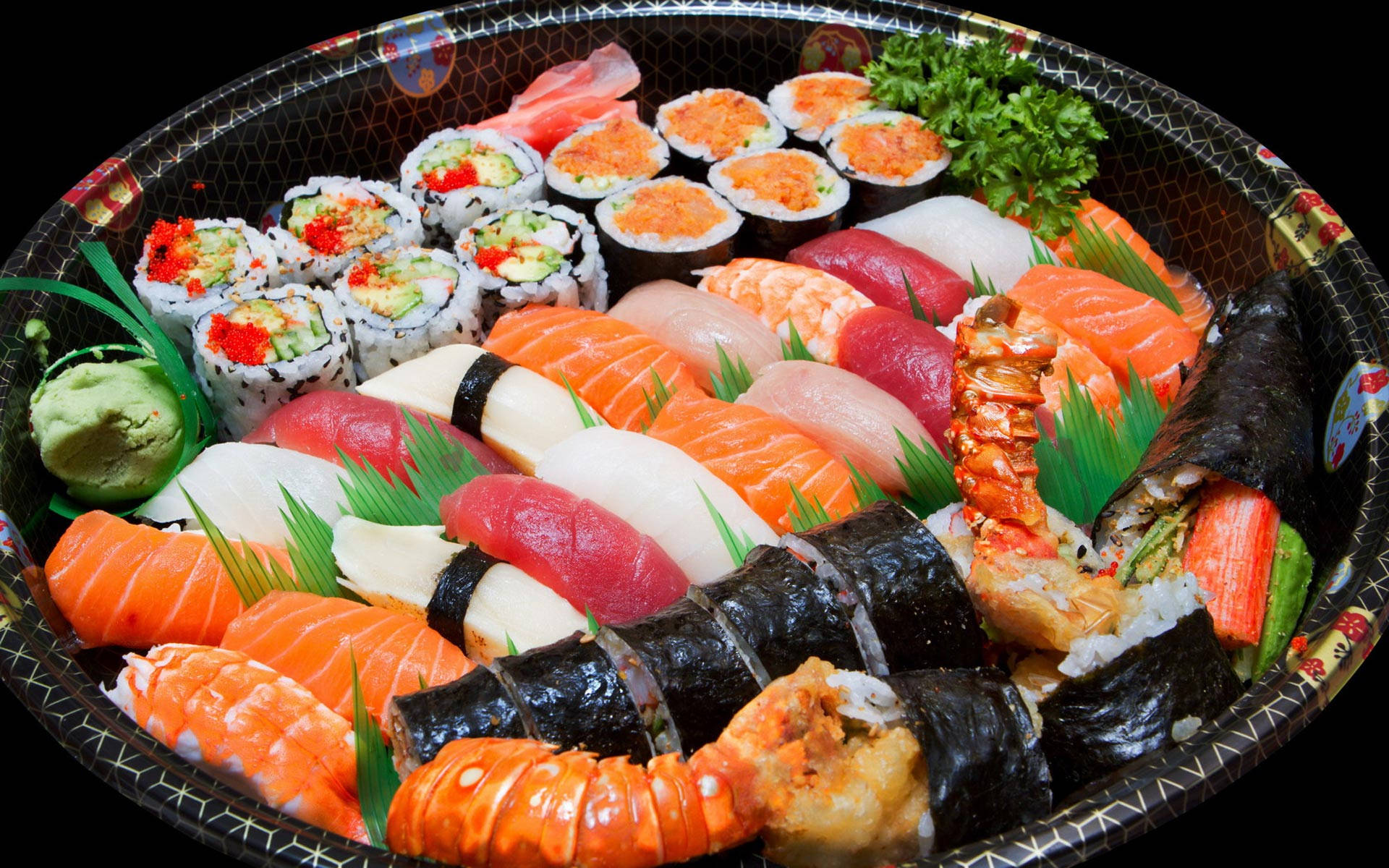 Sashimi And Maki Round Platter Background