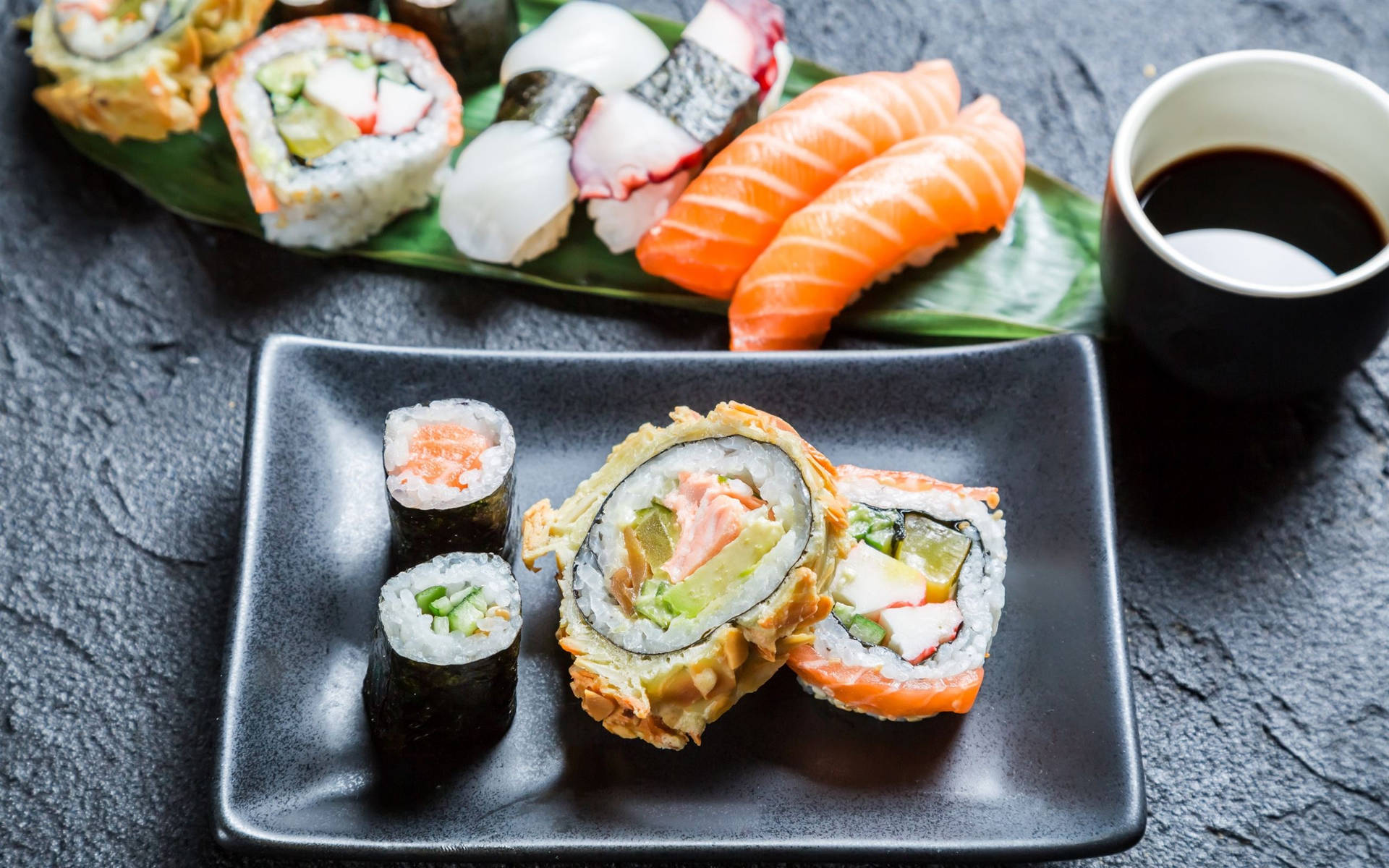 Sashimi And Sushi Platters Background