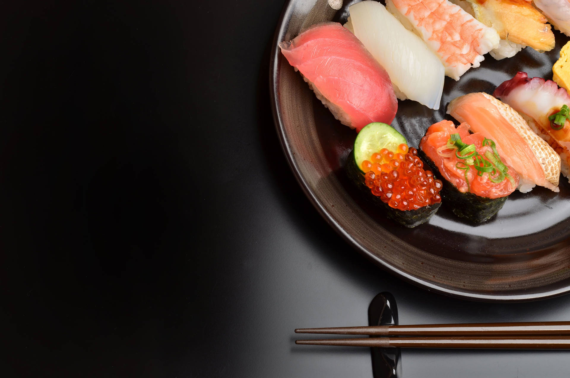 Sashimi Platter With Chopstick Background