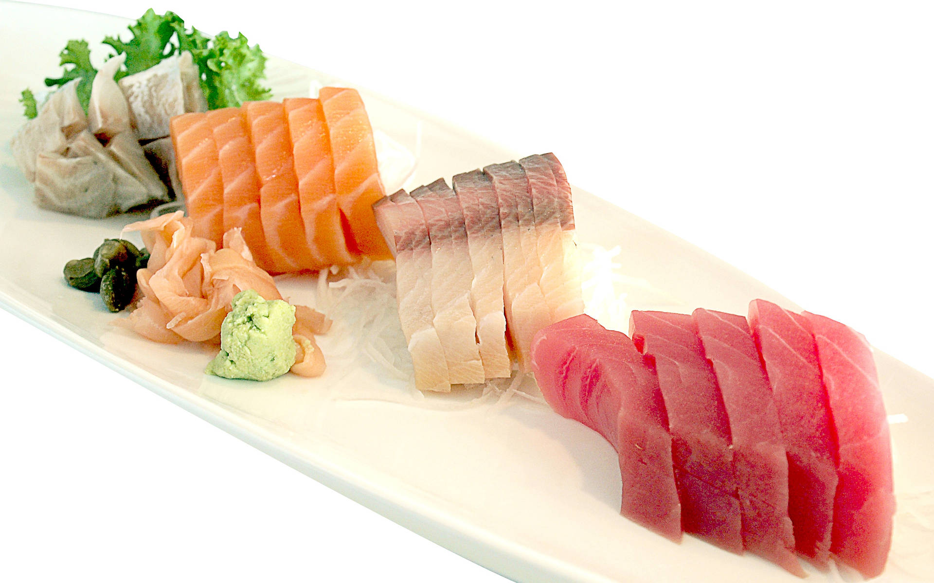 Sashimi Raw Fishes Sliced Pieces Background