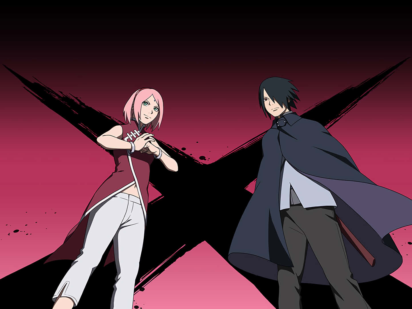 “sasuke And Sakura - Two Powerhouses Of The Ninja World” Background