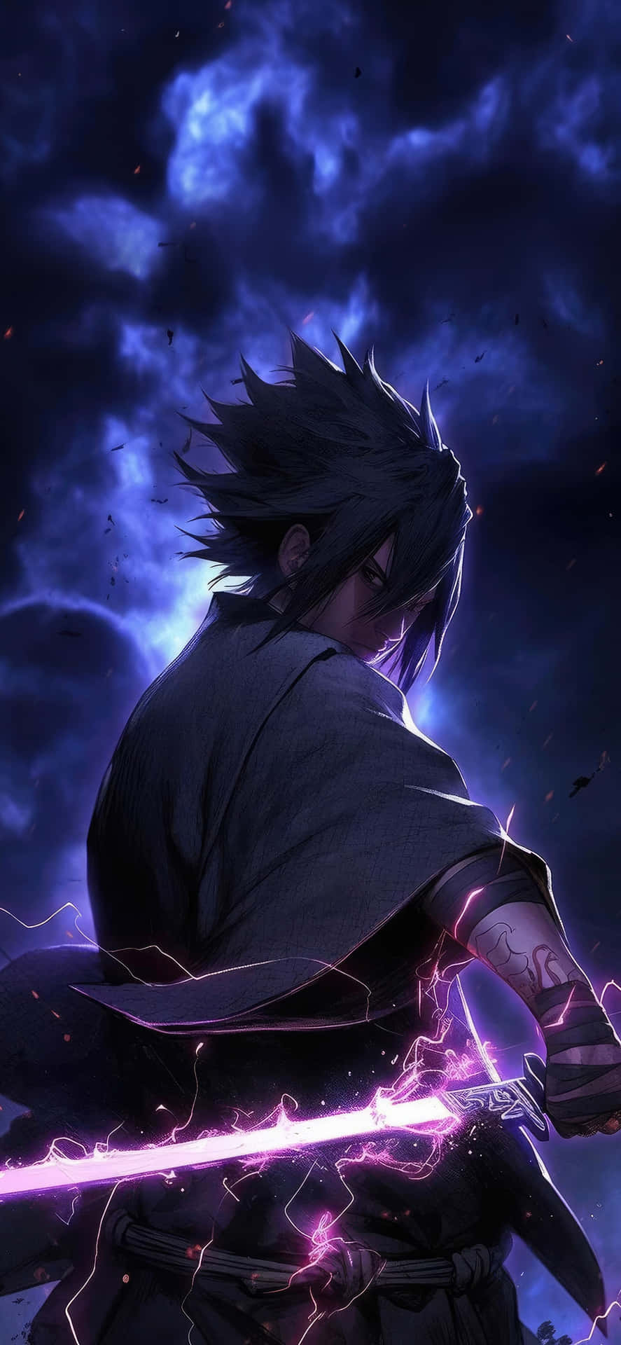 Sasuke Chidori Night Sky Background