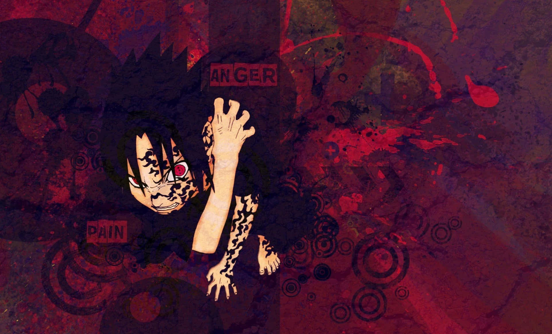 Sasuke Curse Abstract Red Digital Art Background