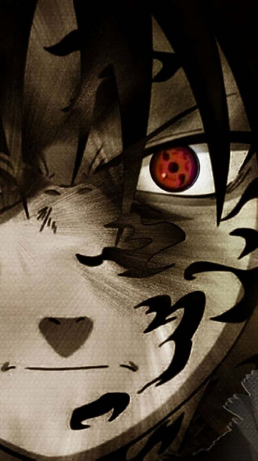 Sasuke Curse Close Up Shot Background
