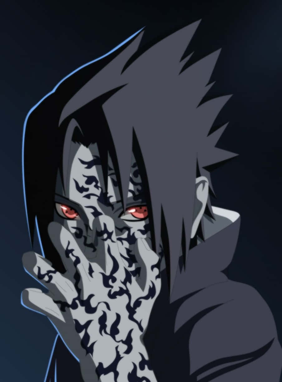 Sasuke Curse On Face Graphic Art Background