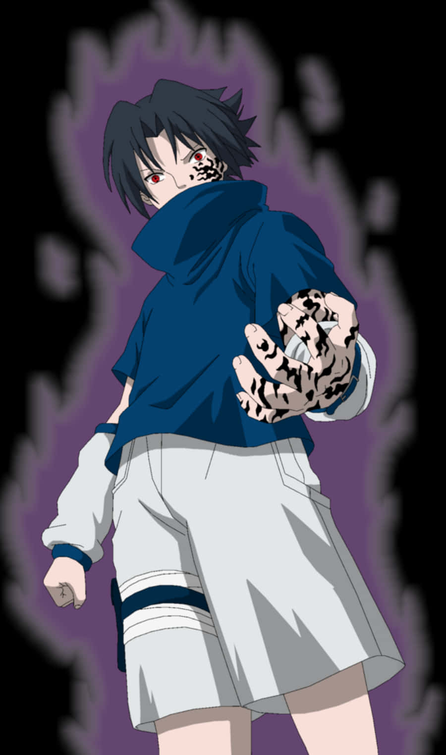 Sasuke Curse With Purple Aura Digital Art Background