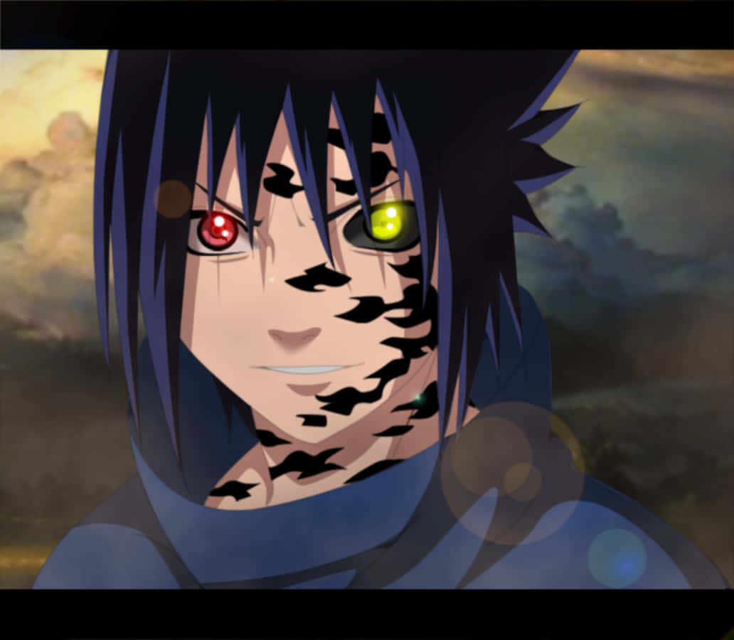Sasuke Curse With Red And Yellow Eyes Digital Art Background