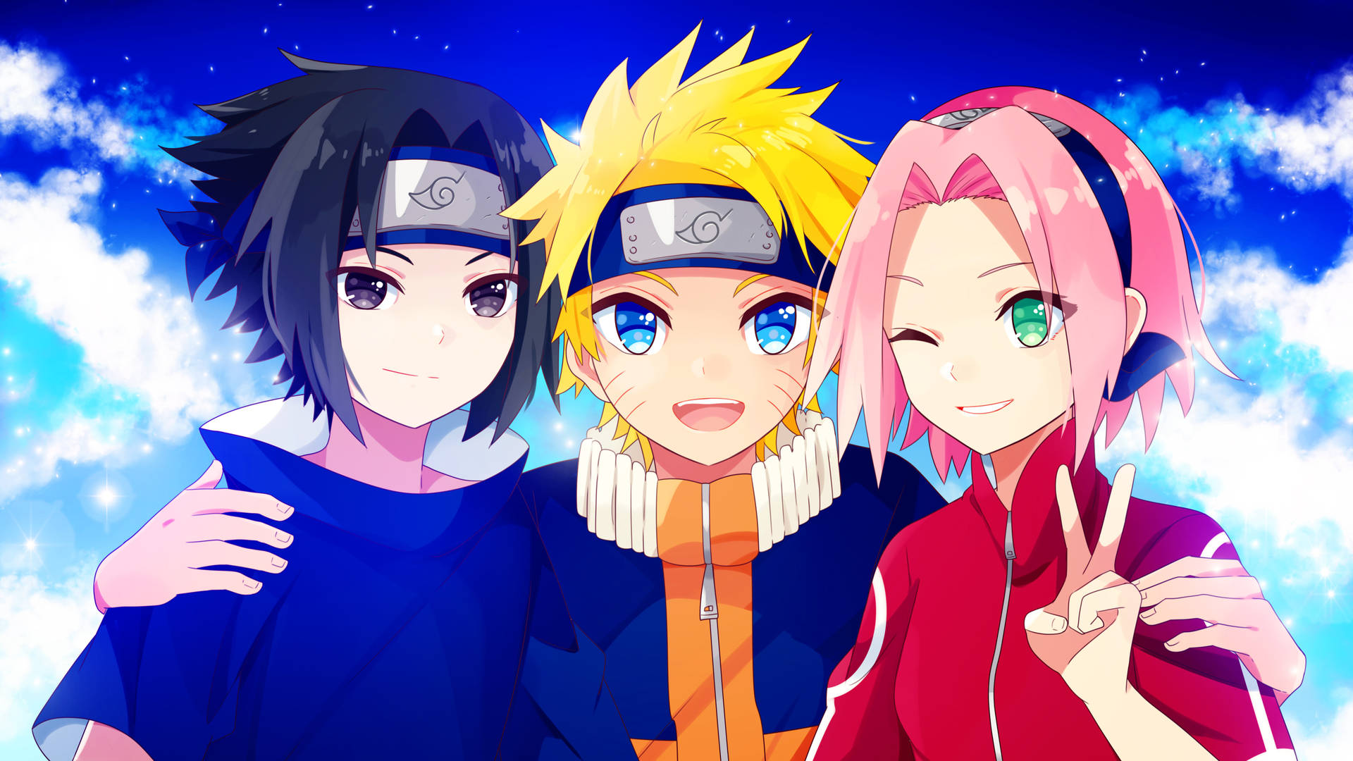 Sasuke, Naruto, And Sakura 4k Background