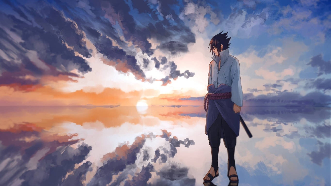 Sasuke Pfp At Sunset Background