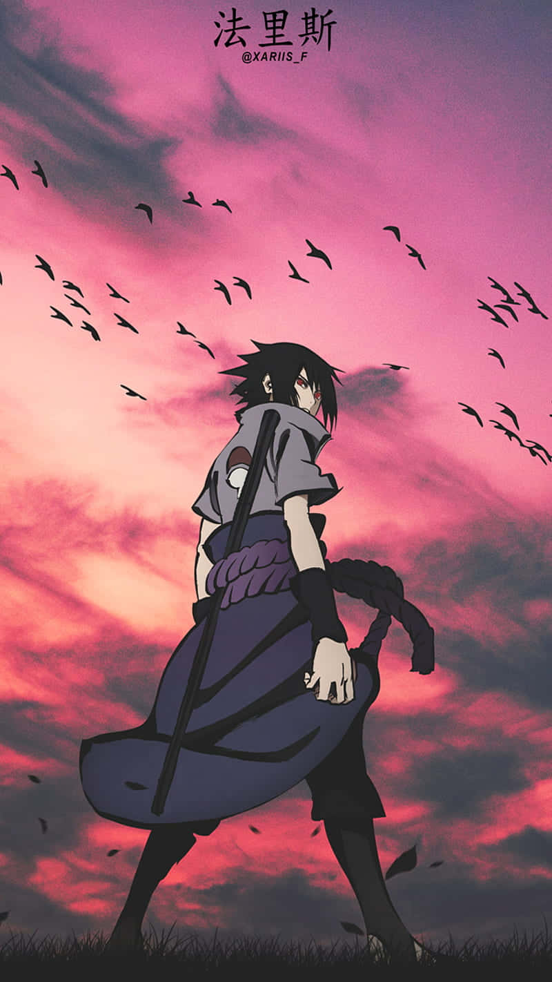 Sasuke Pink Sky Mobile Manga Background