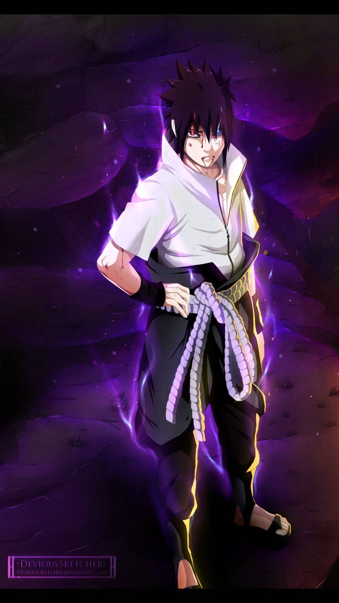 Sasuke Purple Chakra Energy Background