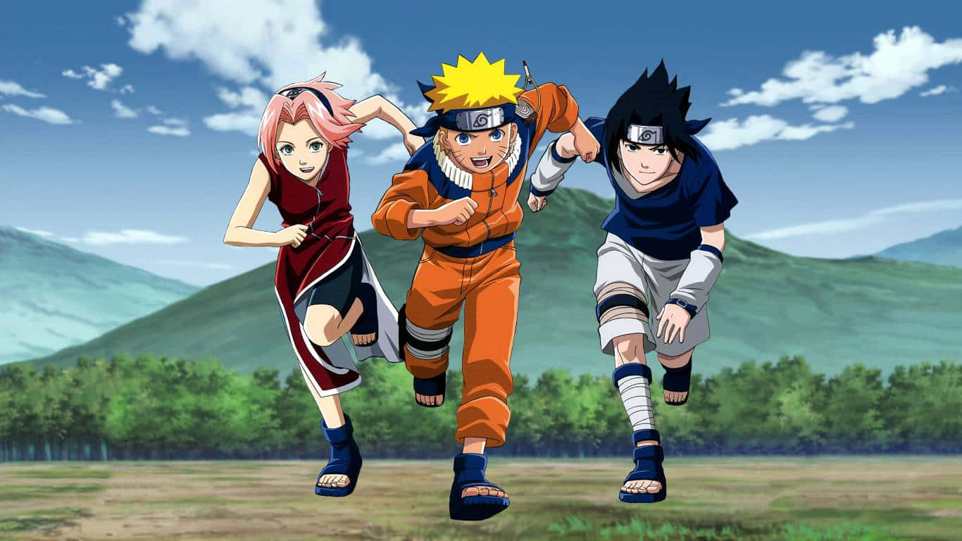Sasuke Sakura Share A Sweet Moment Together Background