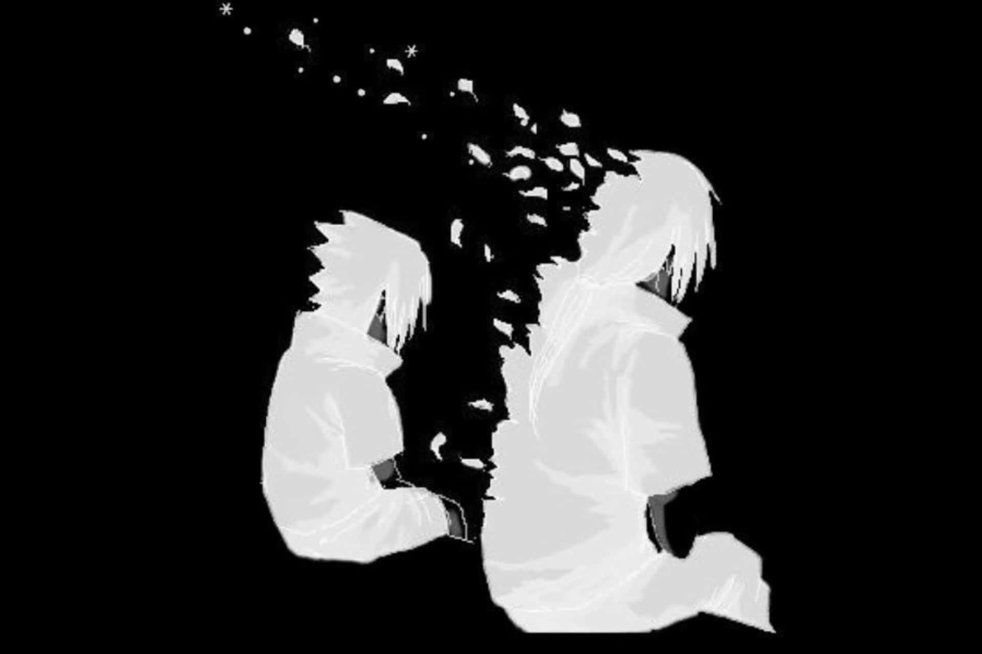 Sasuke Silhouette Art Black White Background