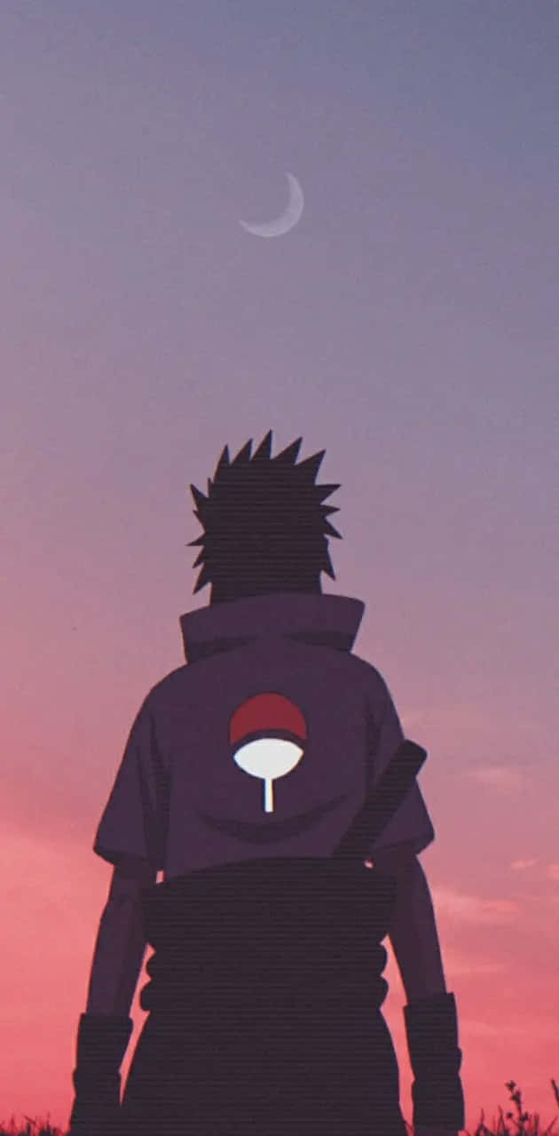 Sasuke Silhouette Moonlit Sky Background