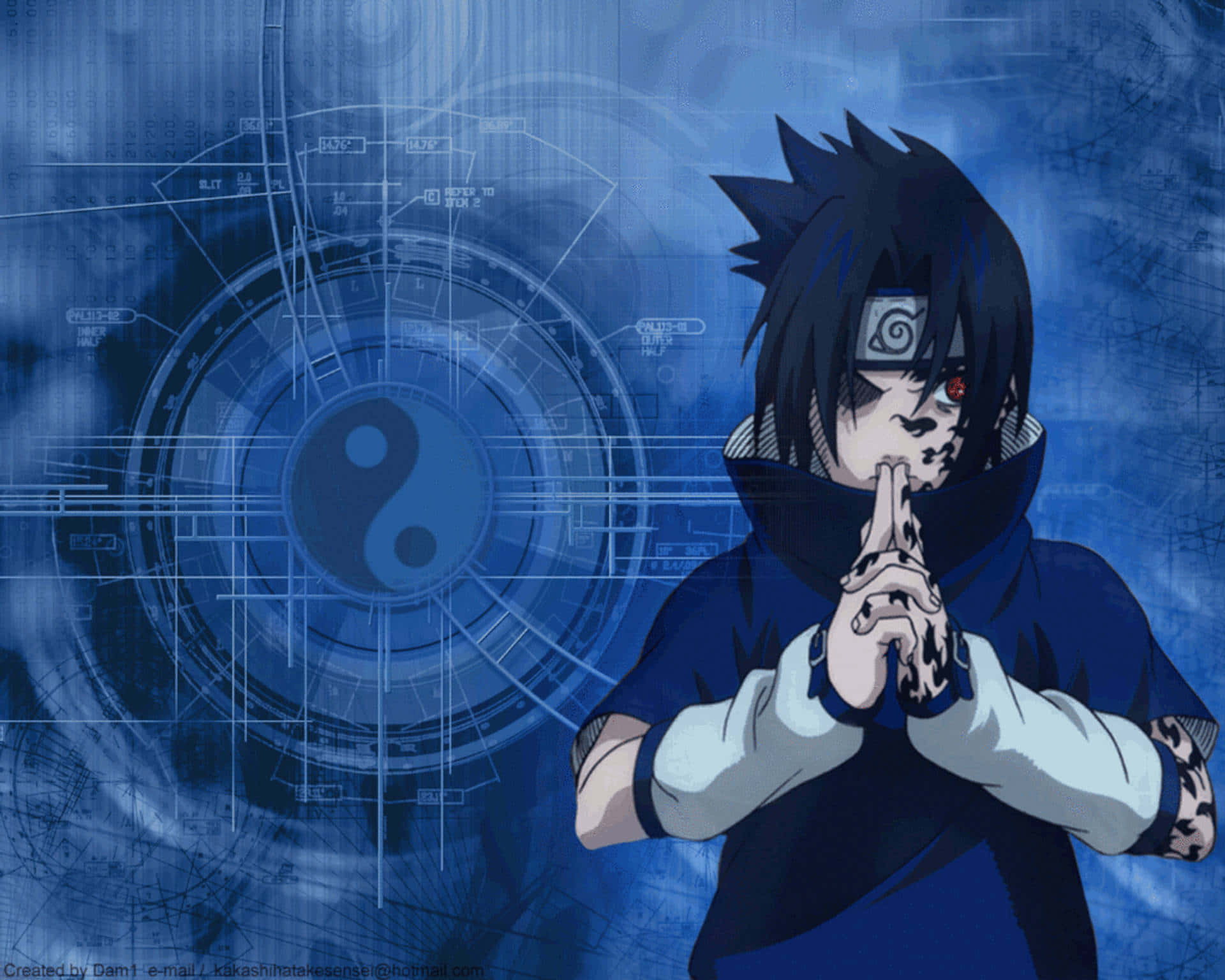 Sasuke Technique Blue Background Background