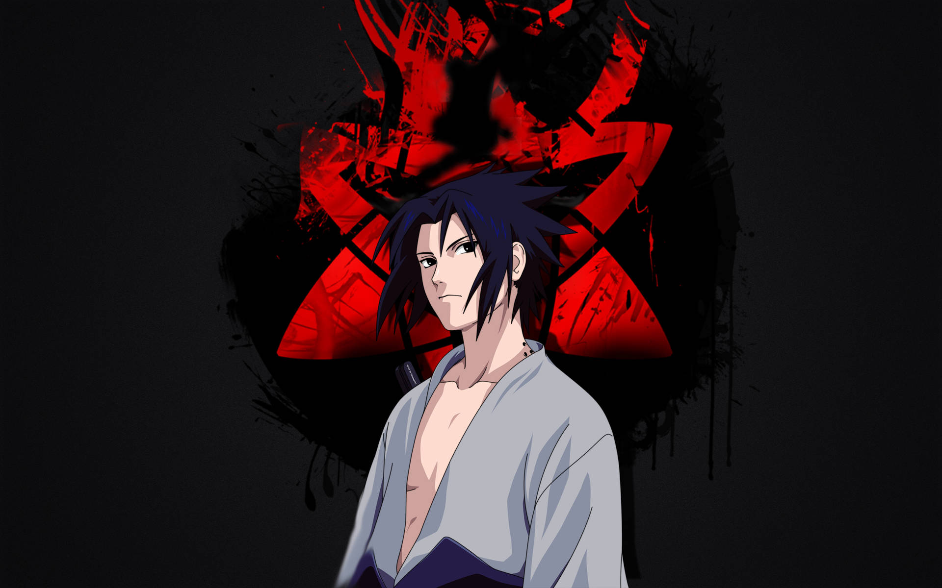 Sasuke Uchiha 4k In Front Of Sharingan Logo Background