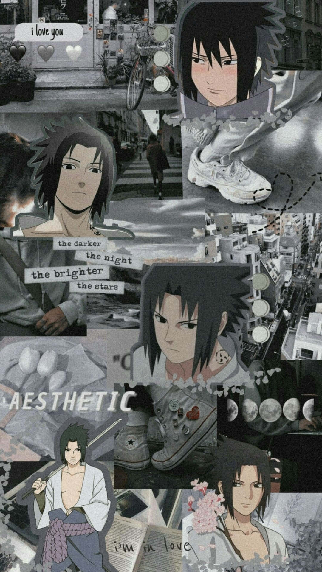 Sasuke Uchiha Aesthetic Collage Background