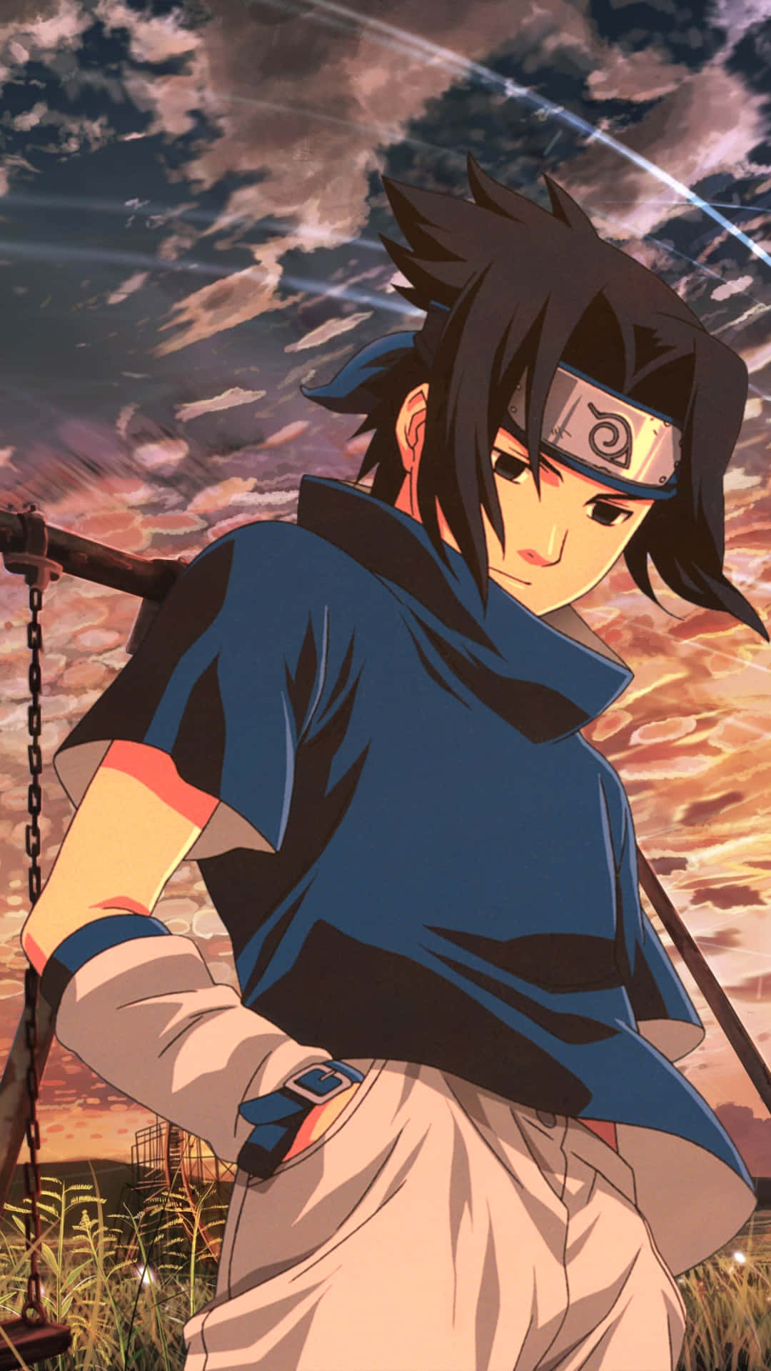 Sasuke Uchiha Anime Character Sunset Background Background