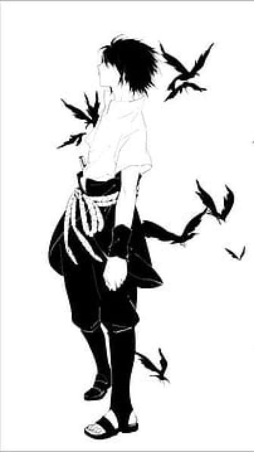 Sasuke Uchiha Black White Art Background