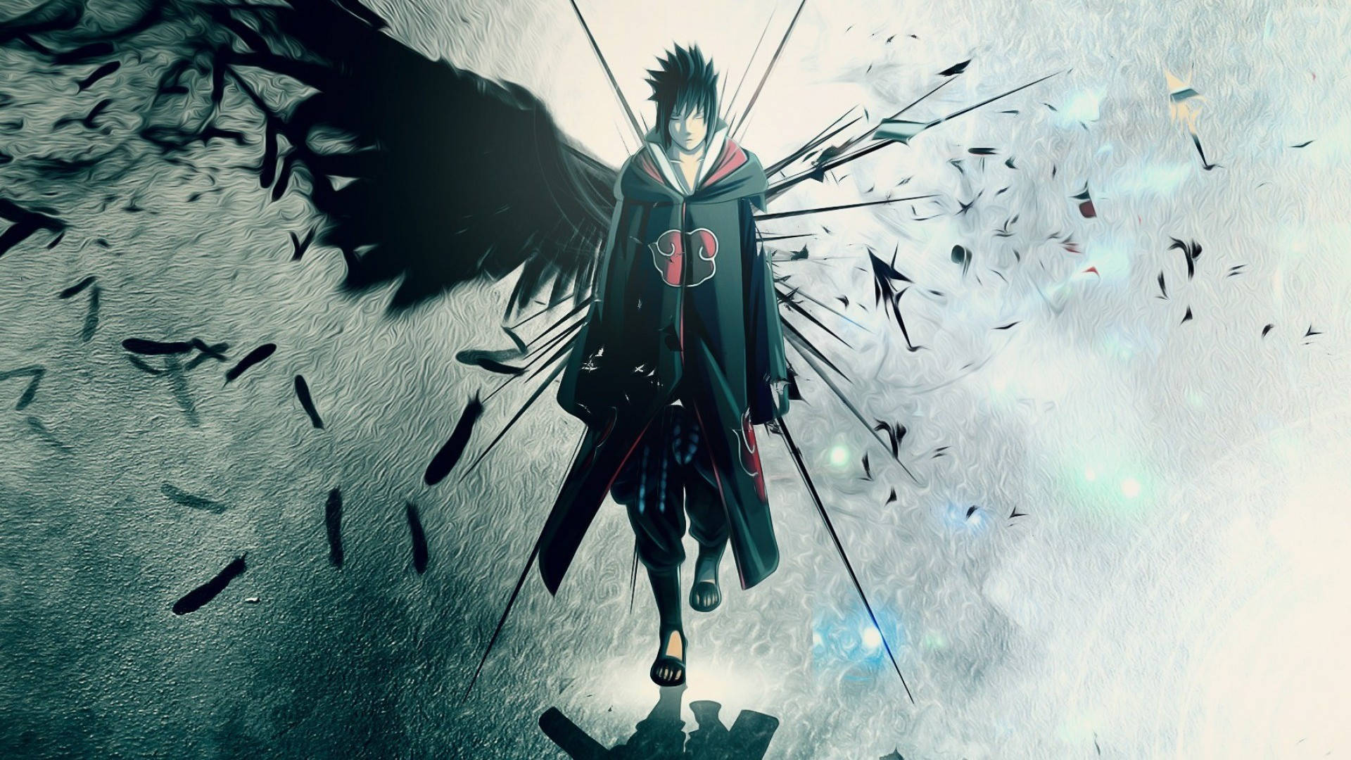 Sasuke Uchiha Curse Seal Of Heaven Wings Art Background