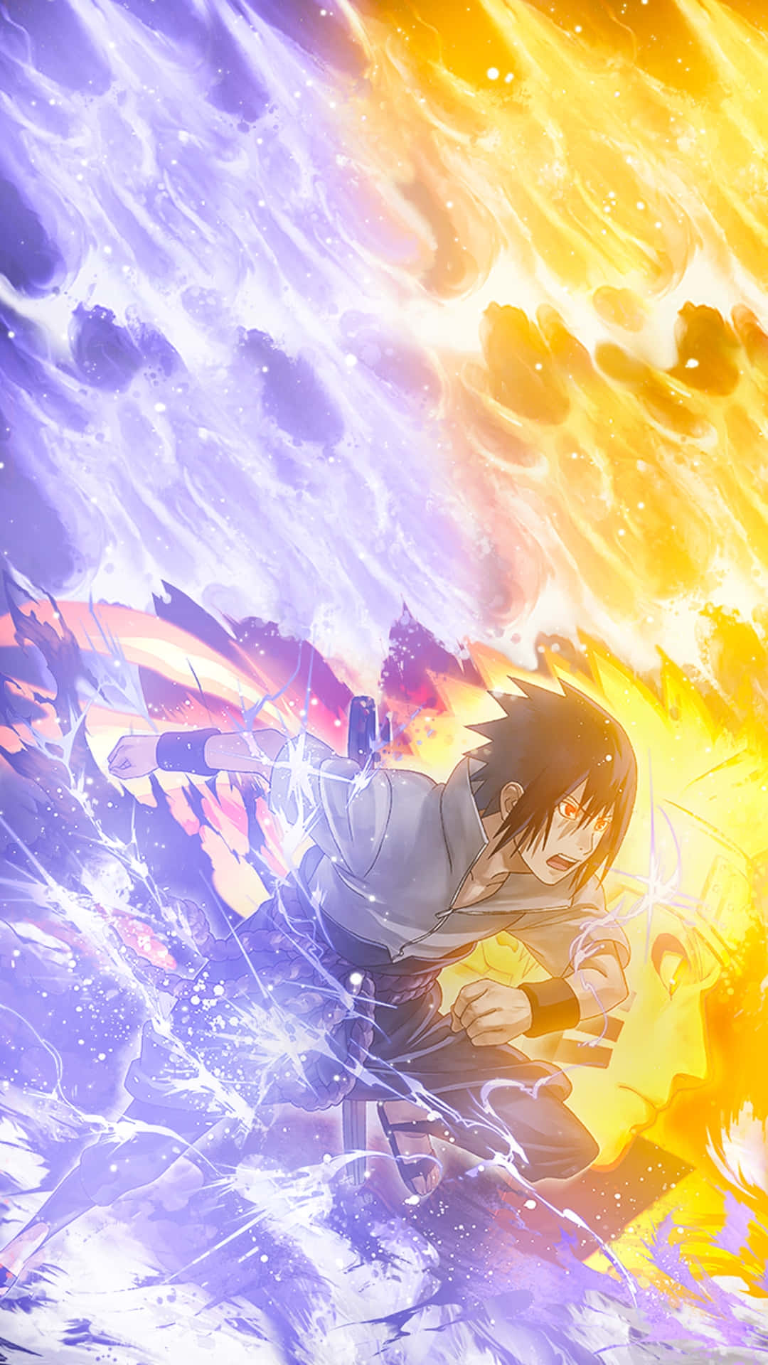 Sasuke Uchiha Fireand Lightning Background
