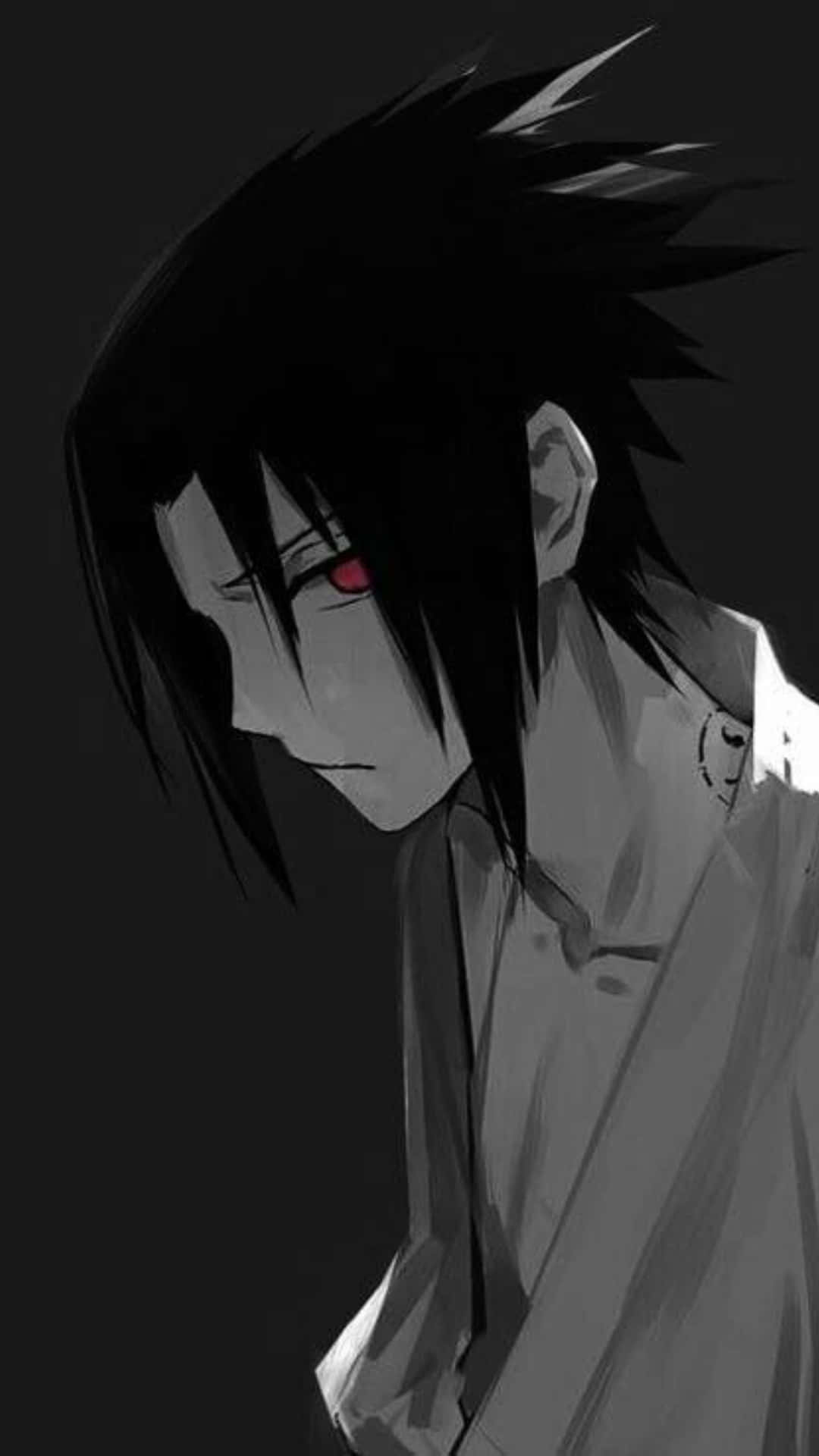 Sasuke Uchiha Monochrome Portrait Background
